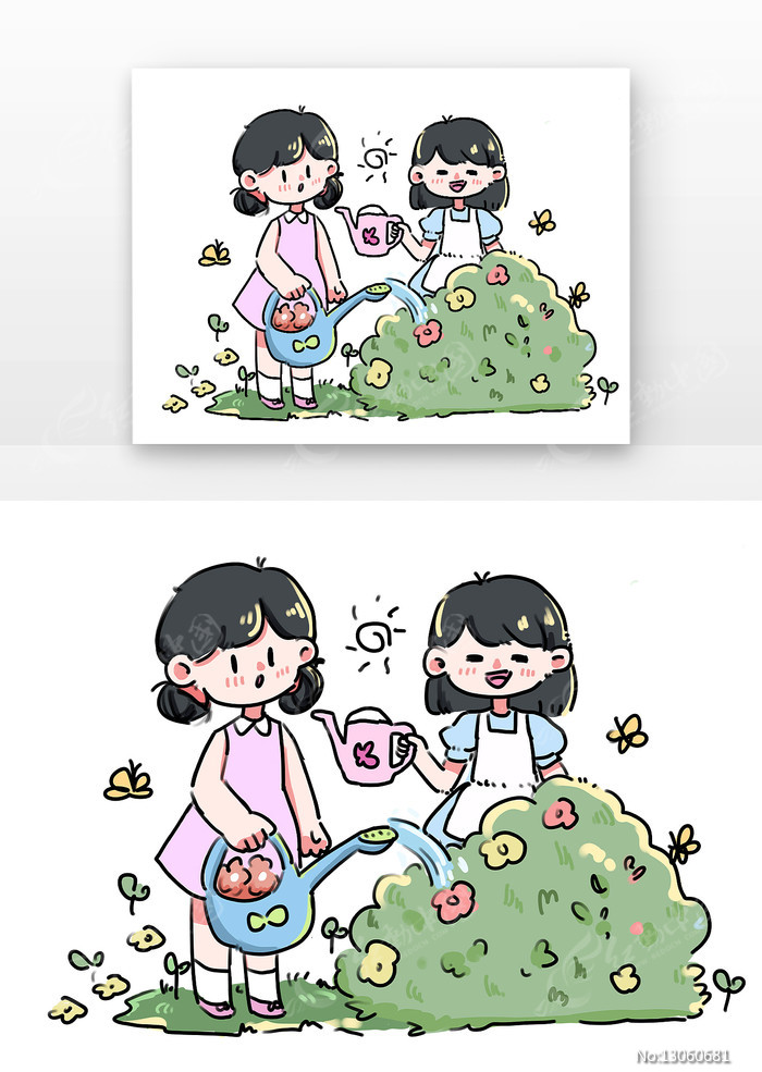 植物乐园：卡通浇水壶平面设计图创意解析