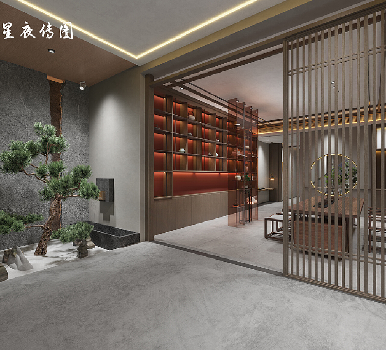 茶香四溢，设计巧思——茶室前台平面设计图赏