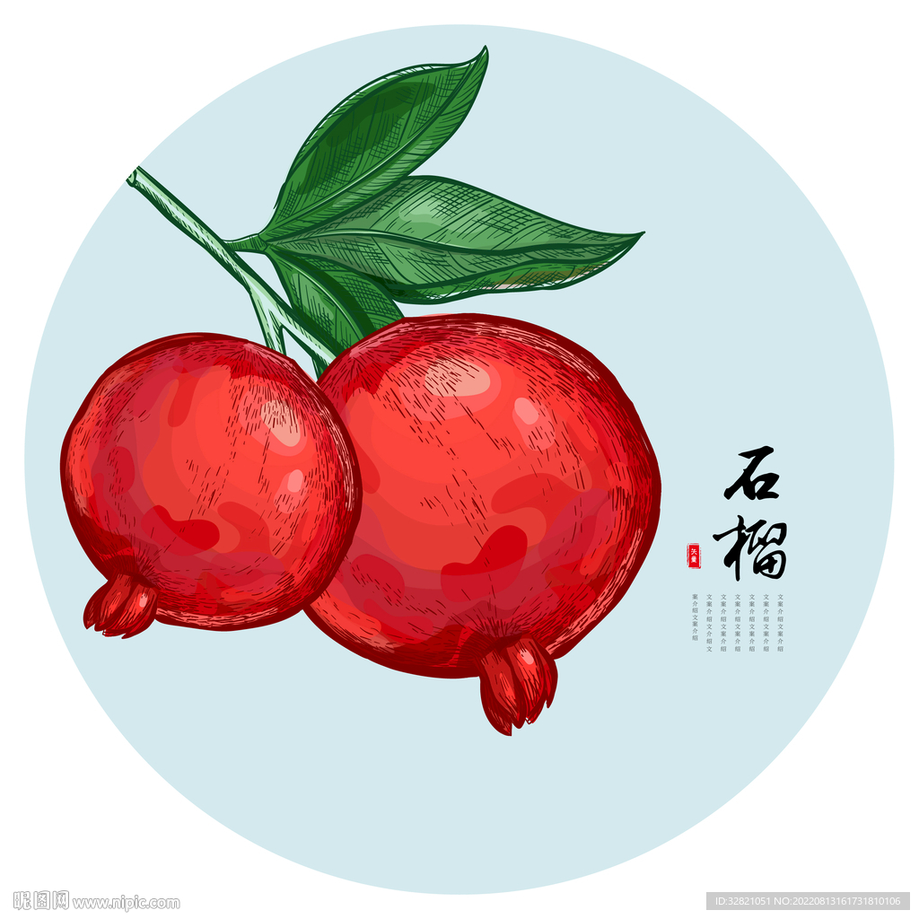 石榴之韵：手绘平面设计中的艺术瑰宝