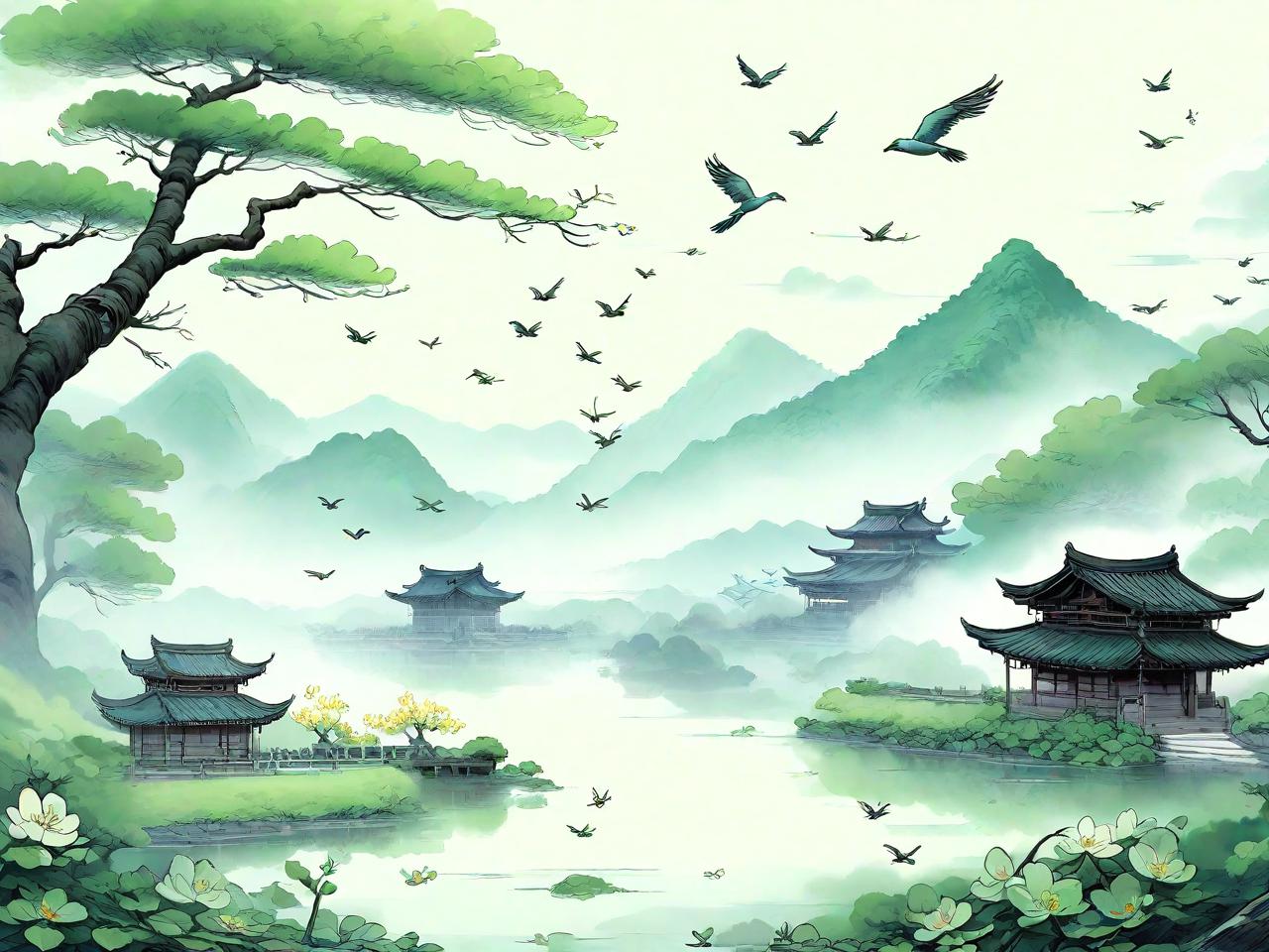 清明时节手绘设计，绘出春意盎然的诗意画卷