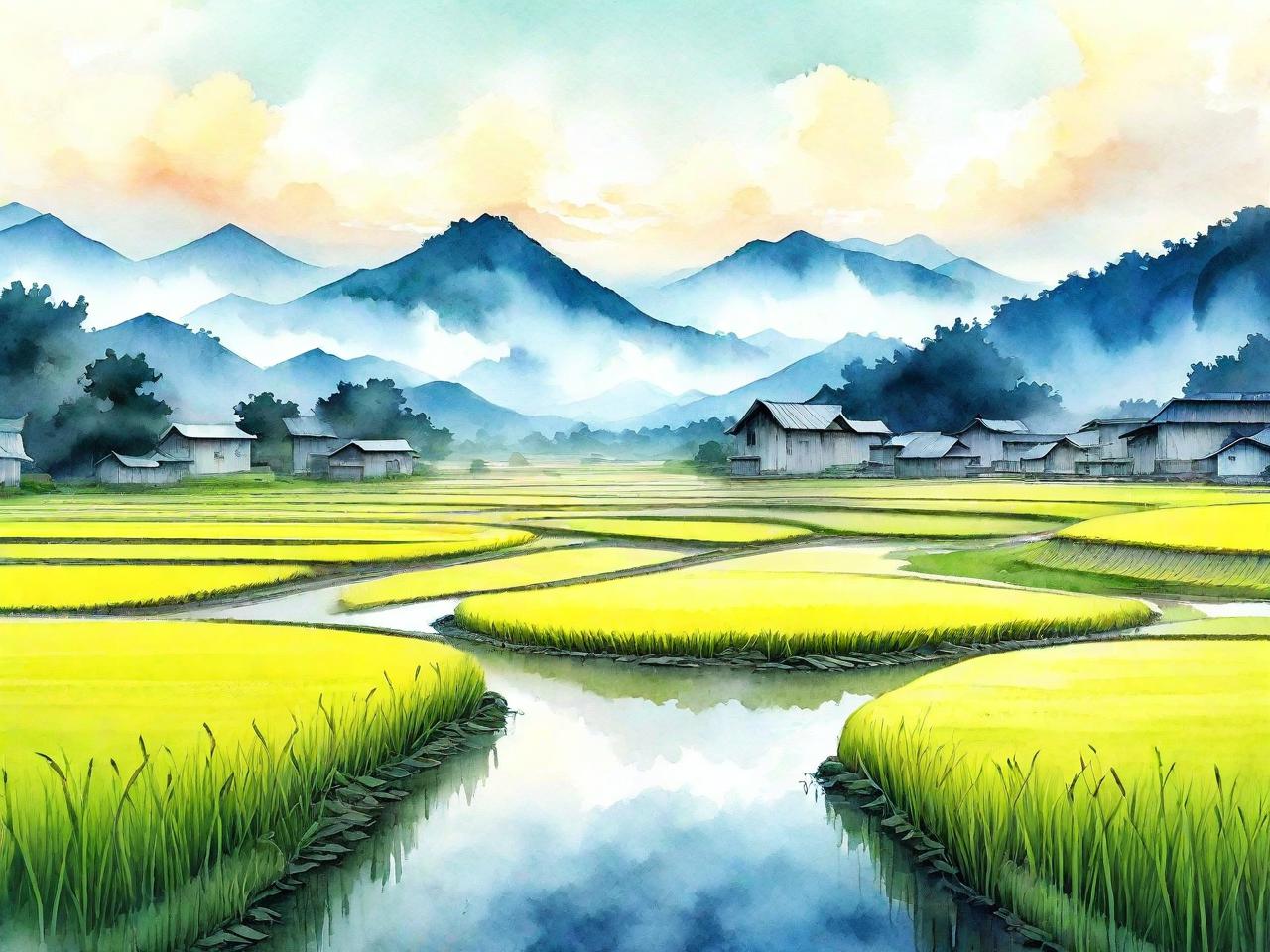 稻田水彩，绘出诗意盎然的平面设计画卷