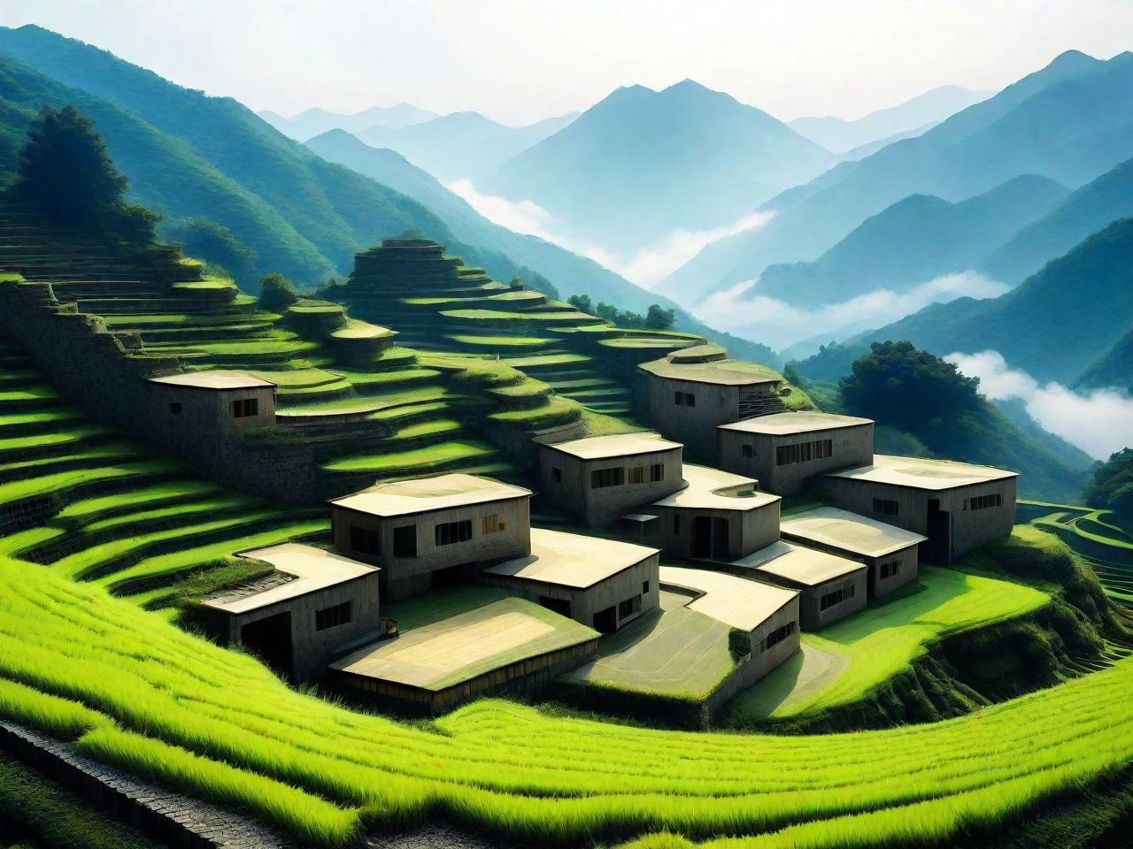 梯田建筑的平面设计：山间诗意画卷