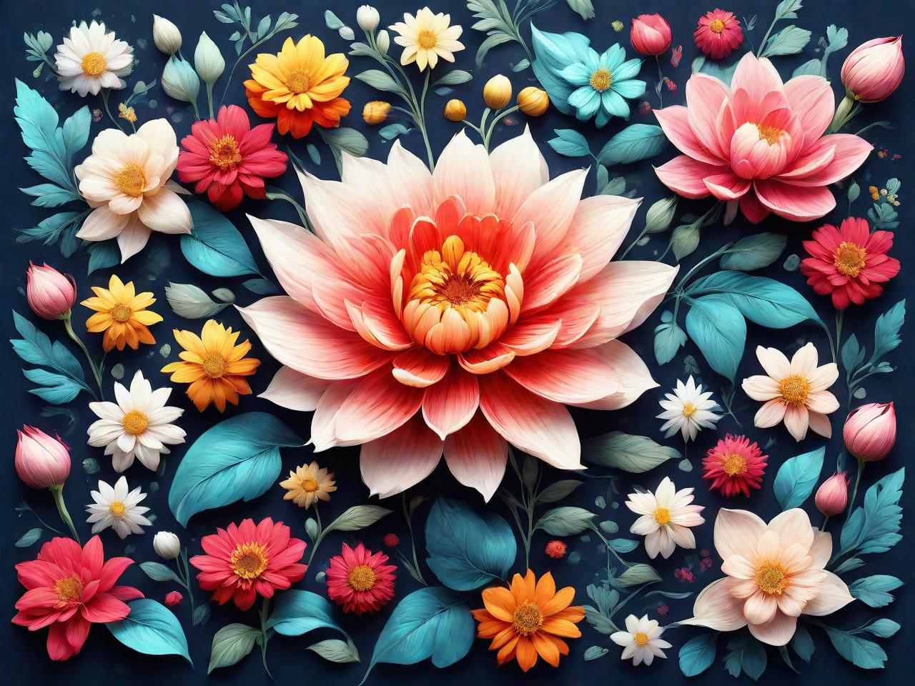 平面设计中的花朵盛宴：图案图片的盛开之美