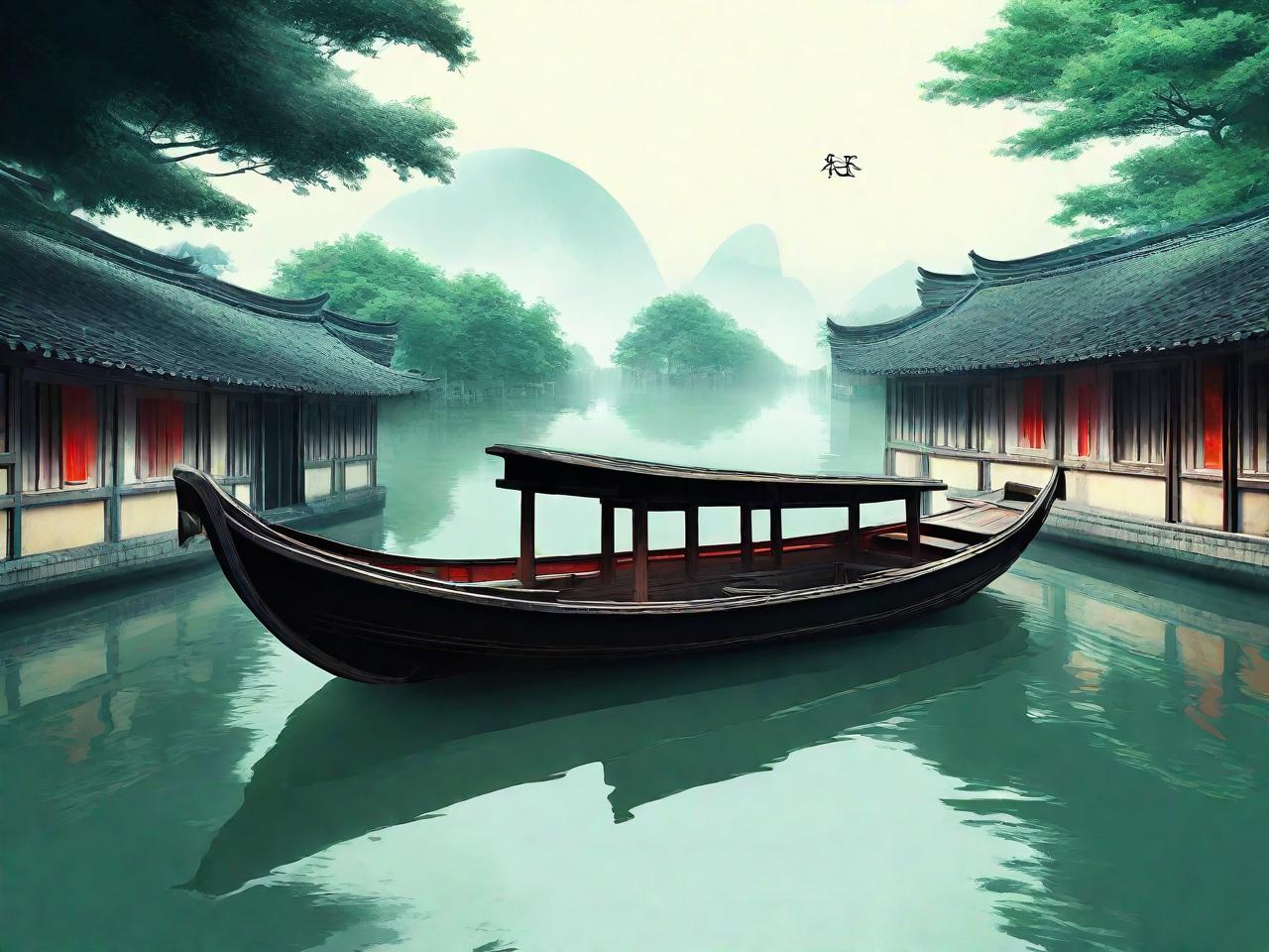 乌篷船平面设计：穿越时空的画卷