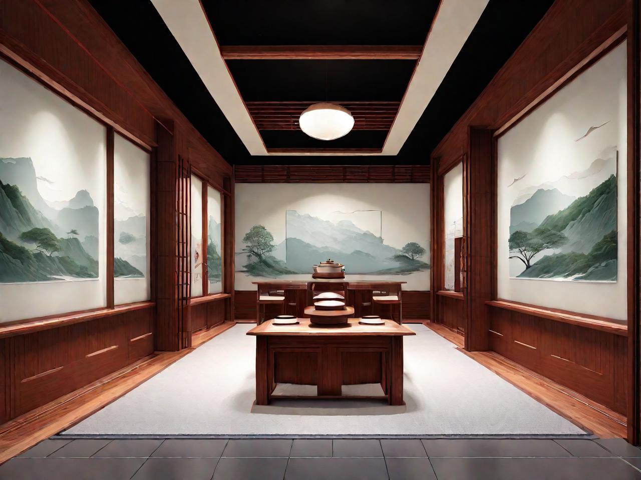 茶展厅平面设计：一抹清雅，尽在画卷之中