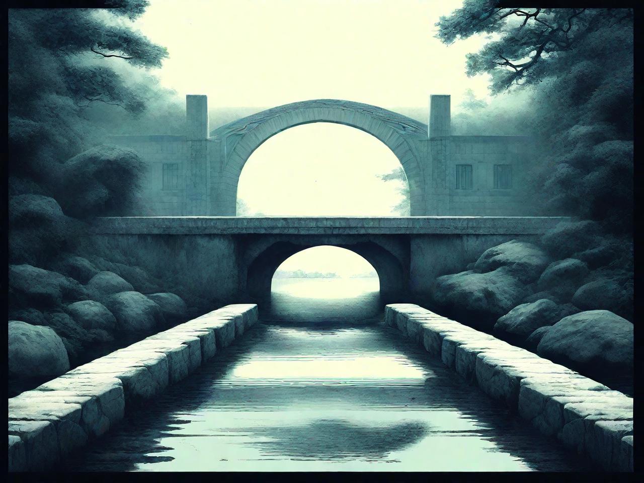石板桥的时空穿梭：平面设计中的复古风情
